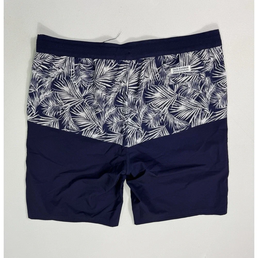 Fair Harbor Swim Trunks Mens XL Blue White Floral Lined Shorts 9.5